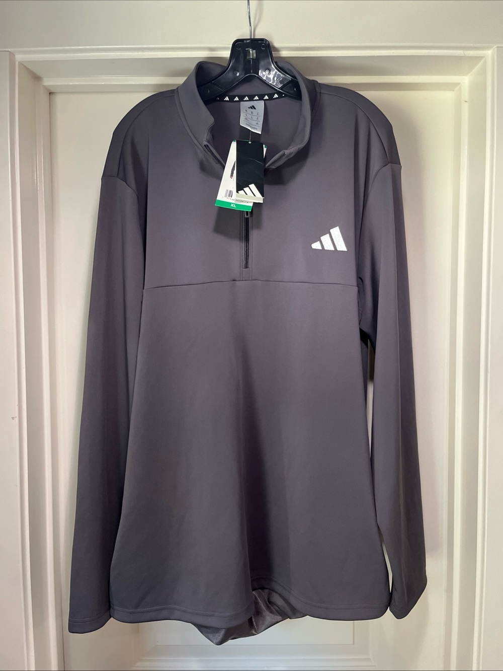 Mens XL Adidas 1/4 Zip Gray Long Sleeve Collared Pullover Shell Quarter New Tag
